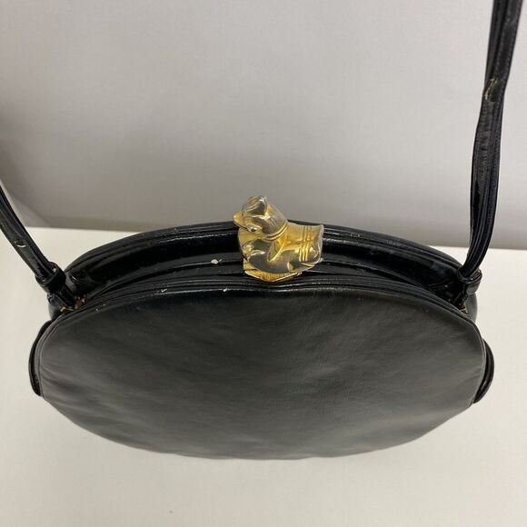 Vintage Judith Leiber Leather Purse Black Gold Tone Metal DUCK Clasp RARE‎ TLC - Picture 6 of 12
